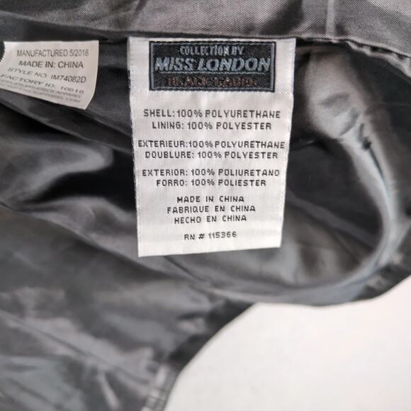 Miss London Black Label Faux Leather Jacket Women's Plus 2X Copper Zippers Biker - Picture 9 of 10